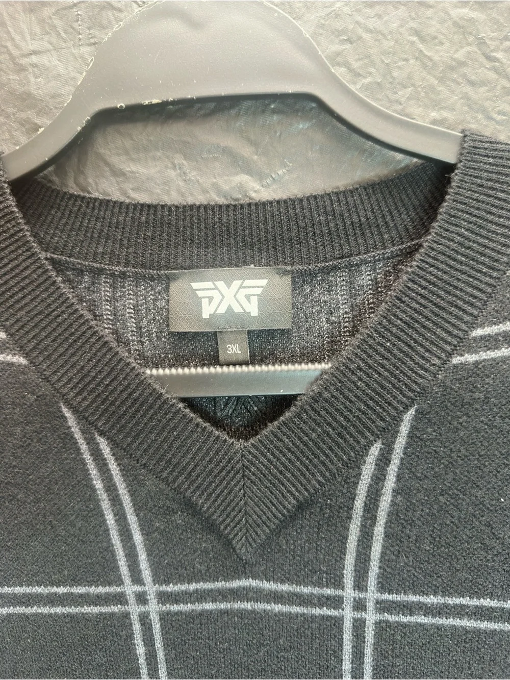 PXG Parsons Xtreme Golf Sweater Vest Mens 3XL Black Plaid Silk Cashmere Blend